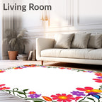 Vibrant Orange Butterfly Floral Border Rug