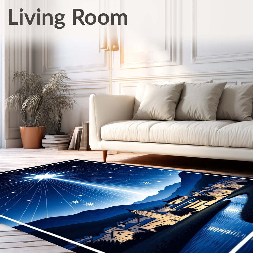 Radiant Heavenly Star Blue Town Rug