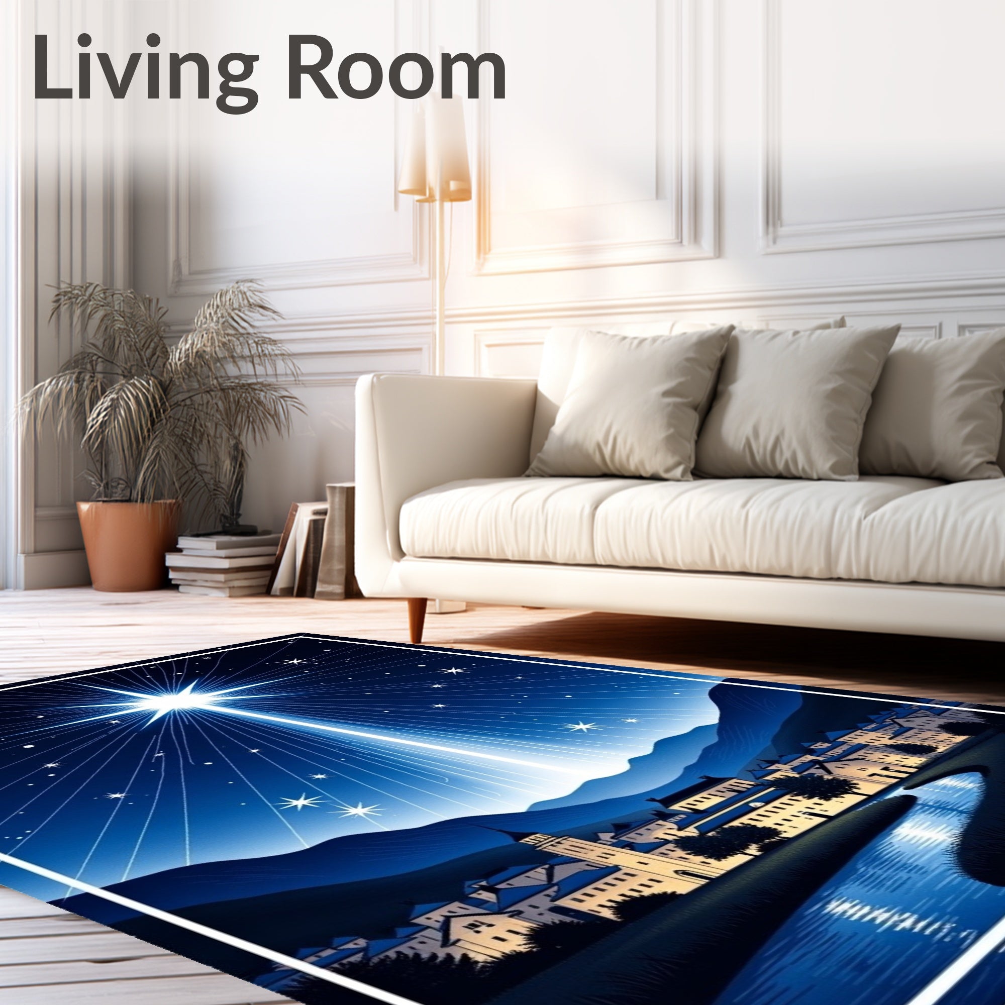 Radiant Heavenly Star Blue Town Rug