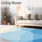 Oceanic Blue Abstract Layered Waves Rug
