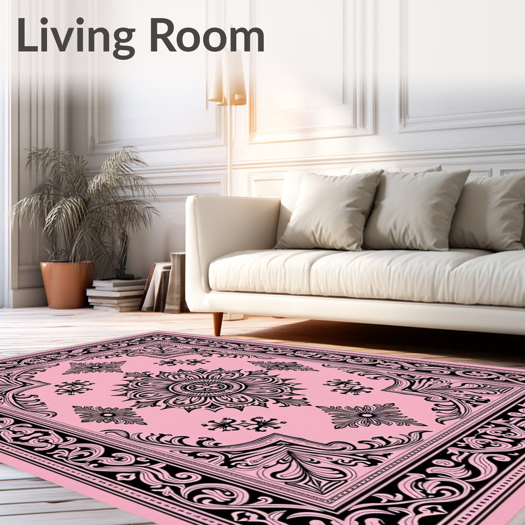 Embellished Pink Floral Medallion Rug