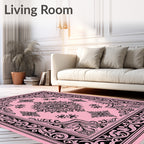 Embellished Pink Floral Medallion Rug