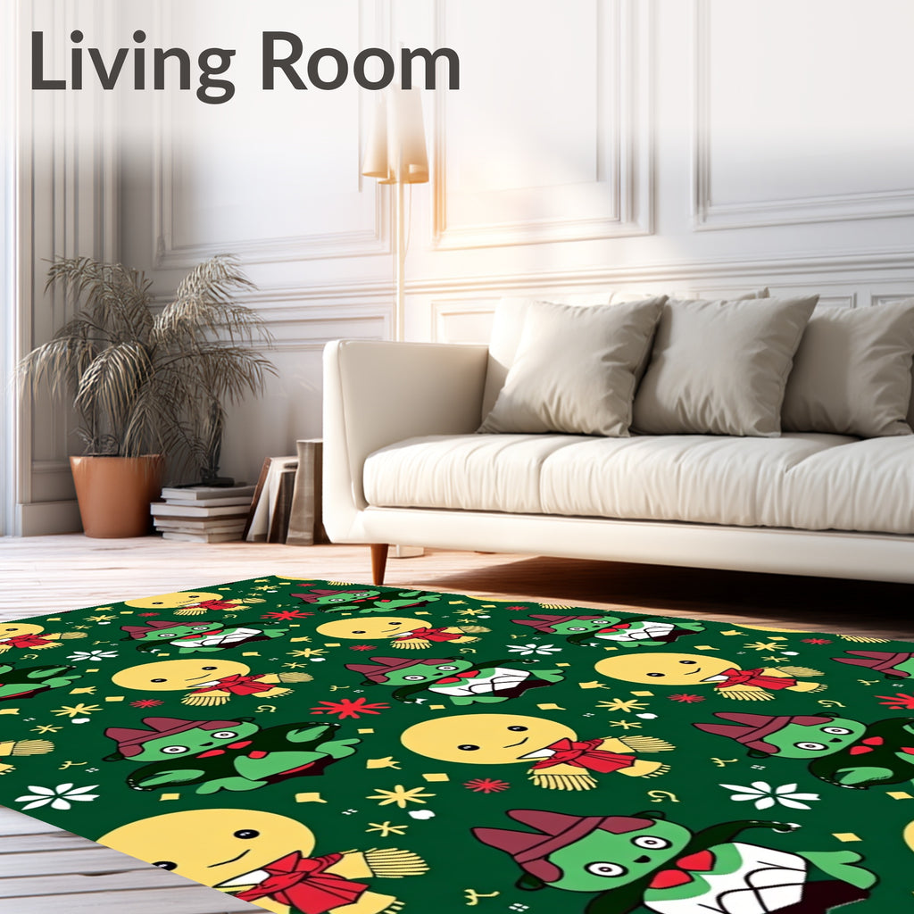 Charming green and yellow character collection Rug