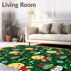Charming green and yellow character collection Rug
