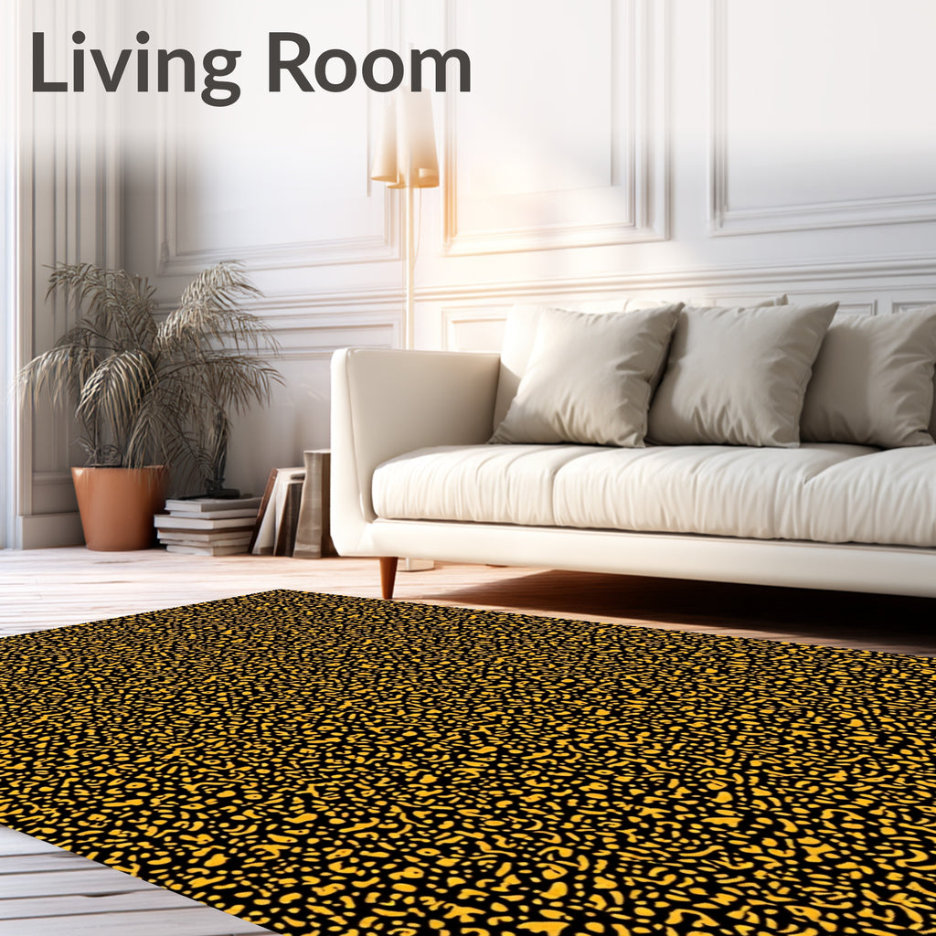 Abstract Organic Gold Black Rug