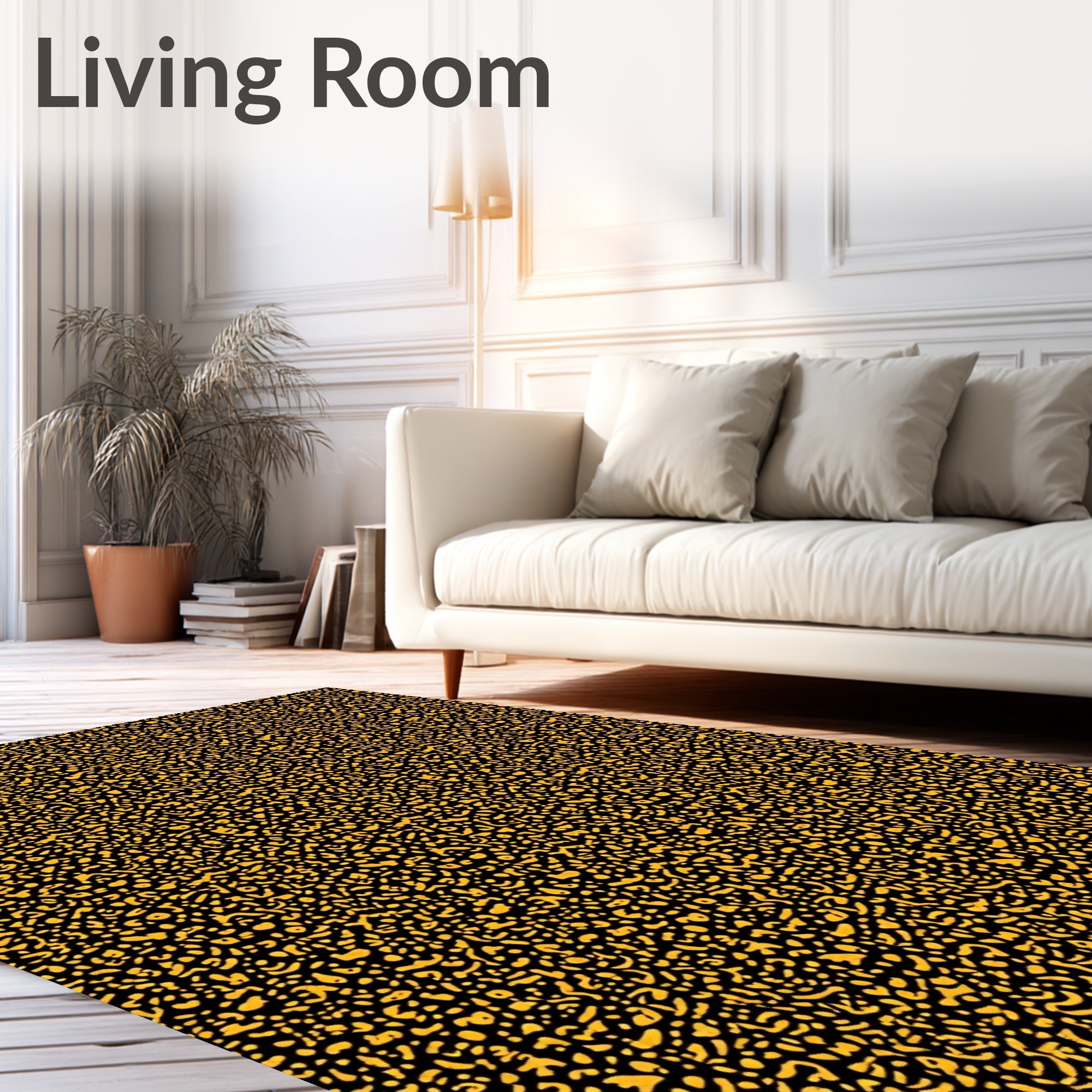 Abstract Organic Gold Black Rug