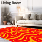 Bold Red Yellow Swirling Abstract Rug