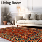 Crimson and Navy Floral Medallion Rug
