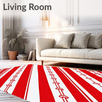Red White Diagonal Bow Stripe Rug
