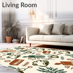 Earthy Toned Botanical Garden Imagery Rug