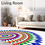 Vibrant Rainbow Ringed Mandala Rug