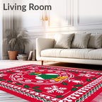 Festive Red Duck Snowflake Holly Rug