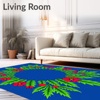 Vibrant Red Floral Wreath Greenery Rug