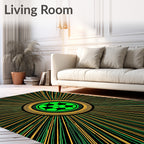 Neon Green Soccer Sunburst Radiating Rug