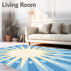 Radiant Yellow Blue Sunburst Rug
