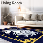 Golden Unicorn Portrait On Starry Night Rug