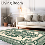 Emerald Green Vintage Medallion Scroll Rug
