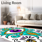 Vibrant Purple Eye Turquoise Floral Rug