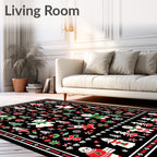 Festive Folklore Characters Red Green Black Rug