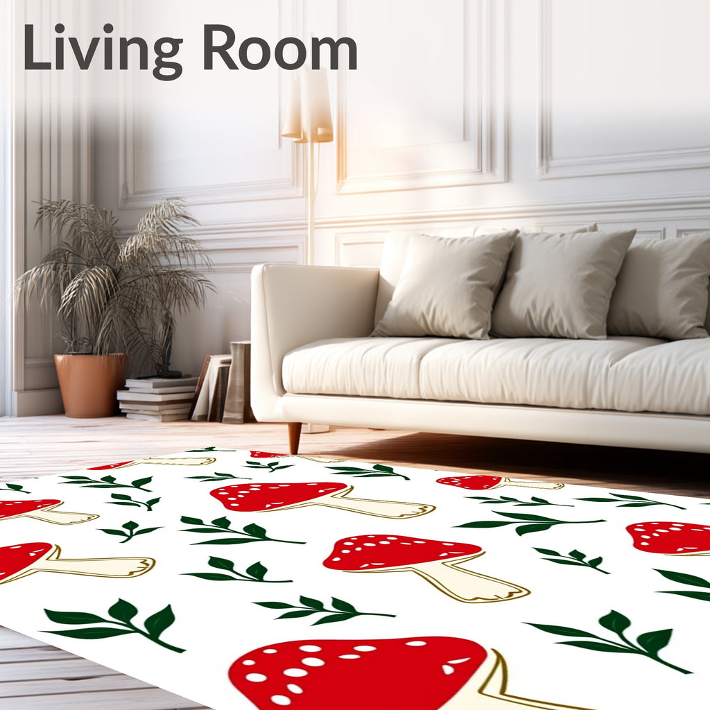 Red Spotted Mushroom Woodland Whimsy Rug