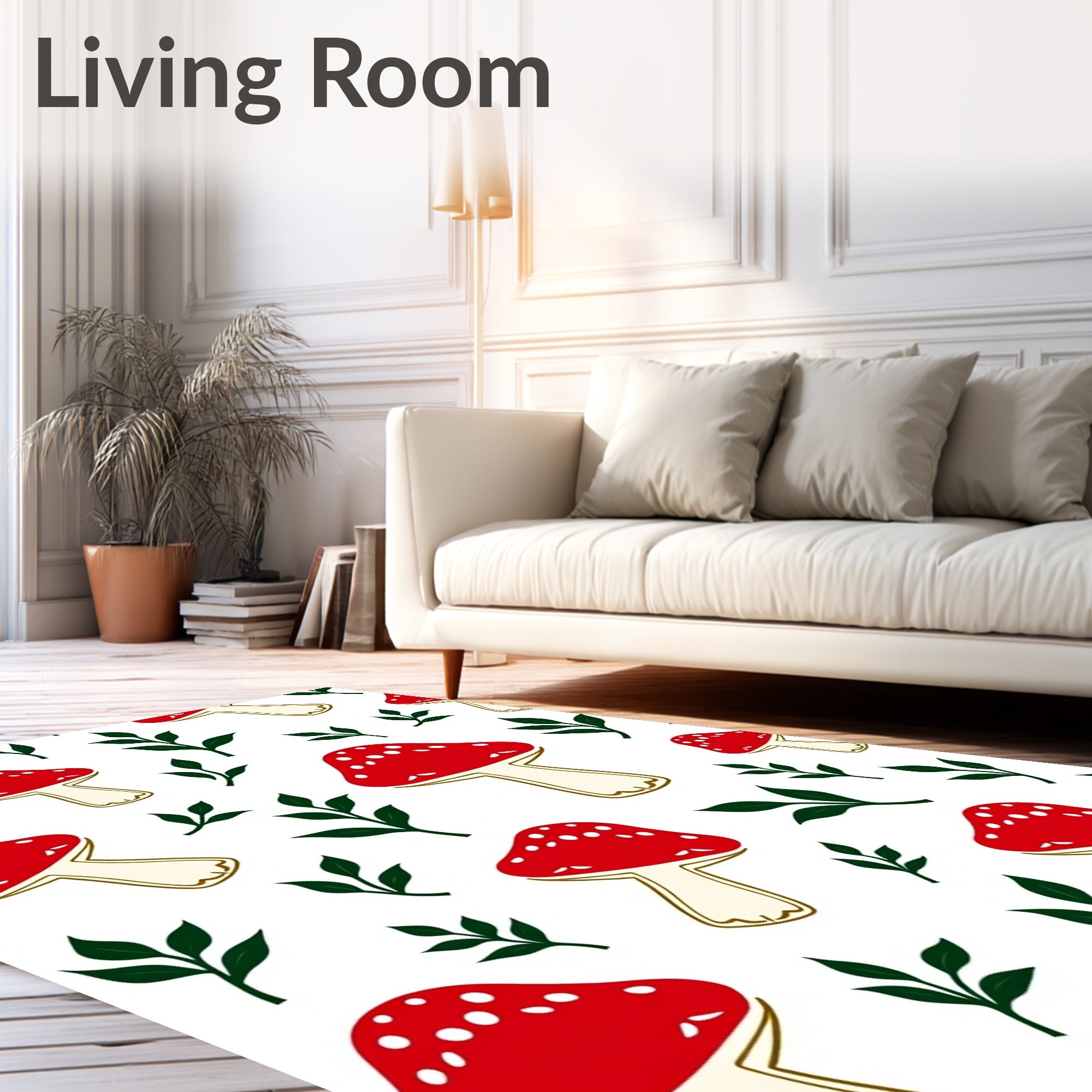 Red Spotted Mushroom Woodland Whimsy Rug
