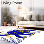 Blue Yellow Dinosaur Jungle Adventure Rug