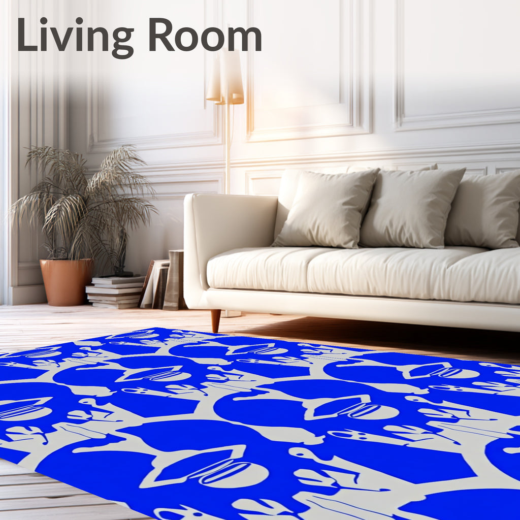 Royal Blue Silver Crown Lattice Rug