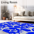 Royal Blue Silver Crown Lattice Rug
