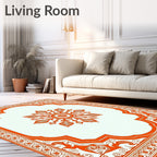Orange Floral Medallion Archway Rug