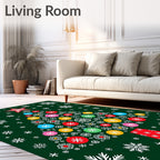 Festive Snowflakes Christmas Tree Ornaments Rug