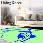 Bright Blue Abstract Car Lines Rug