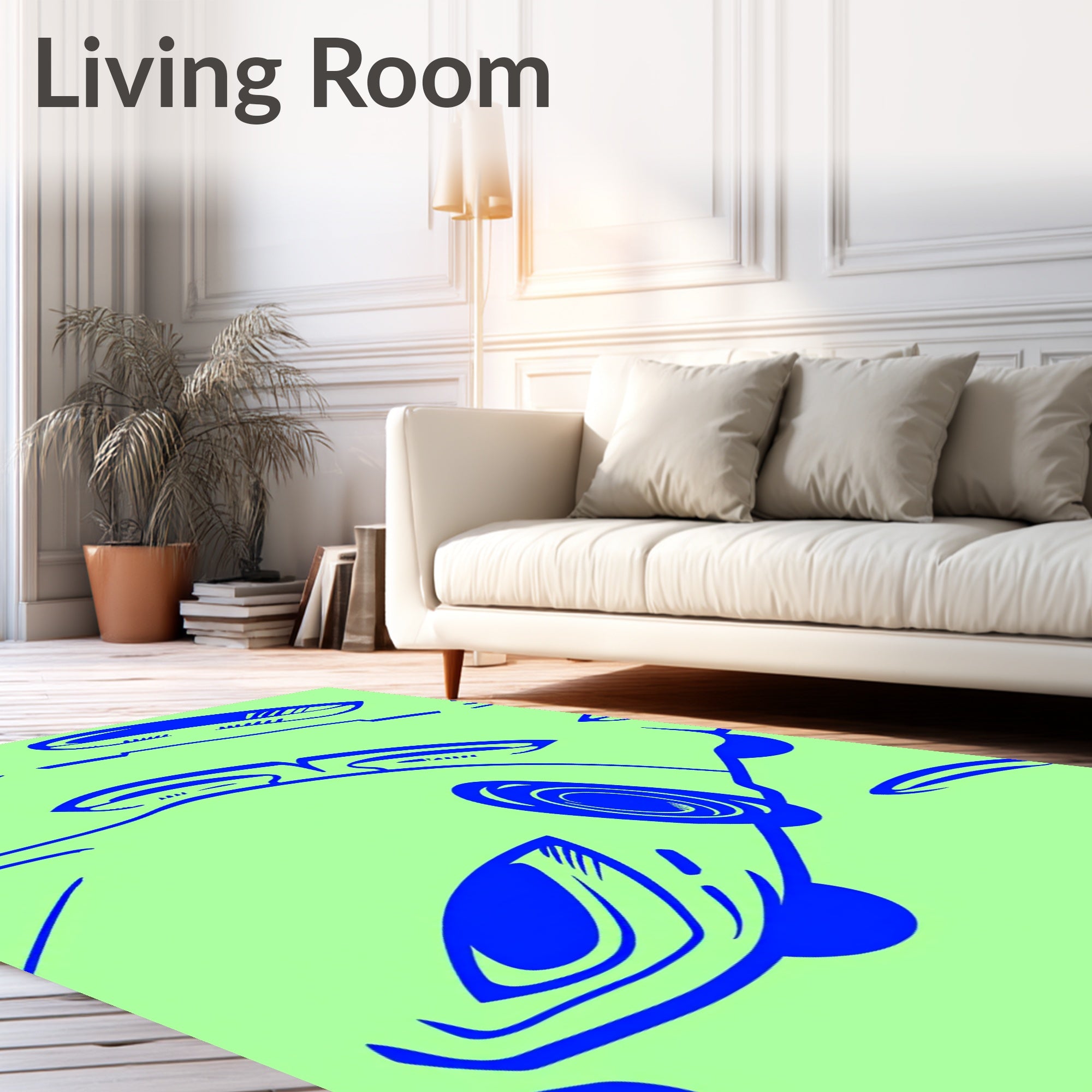 Bright Blue Abstract Car Lines Rug