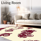 Vintage Crimson Classic Car Collection Rug