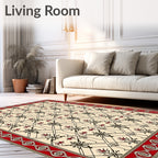 Cream Red Floral Lattice Traditional Rug