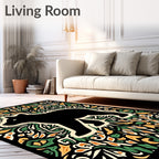 Black Bear Foliage Art Rug