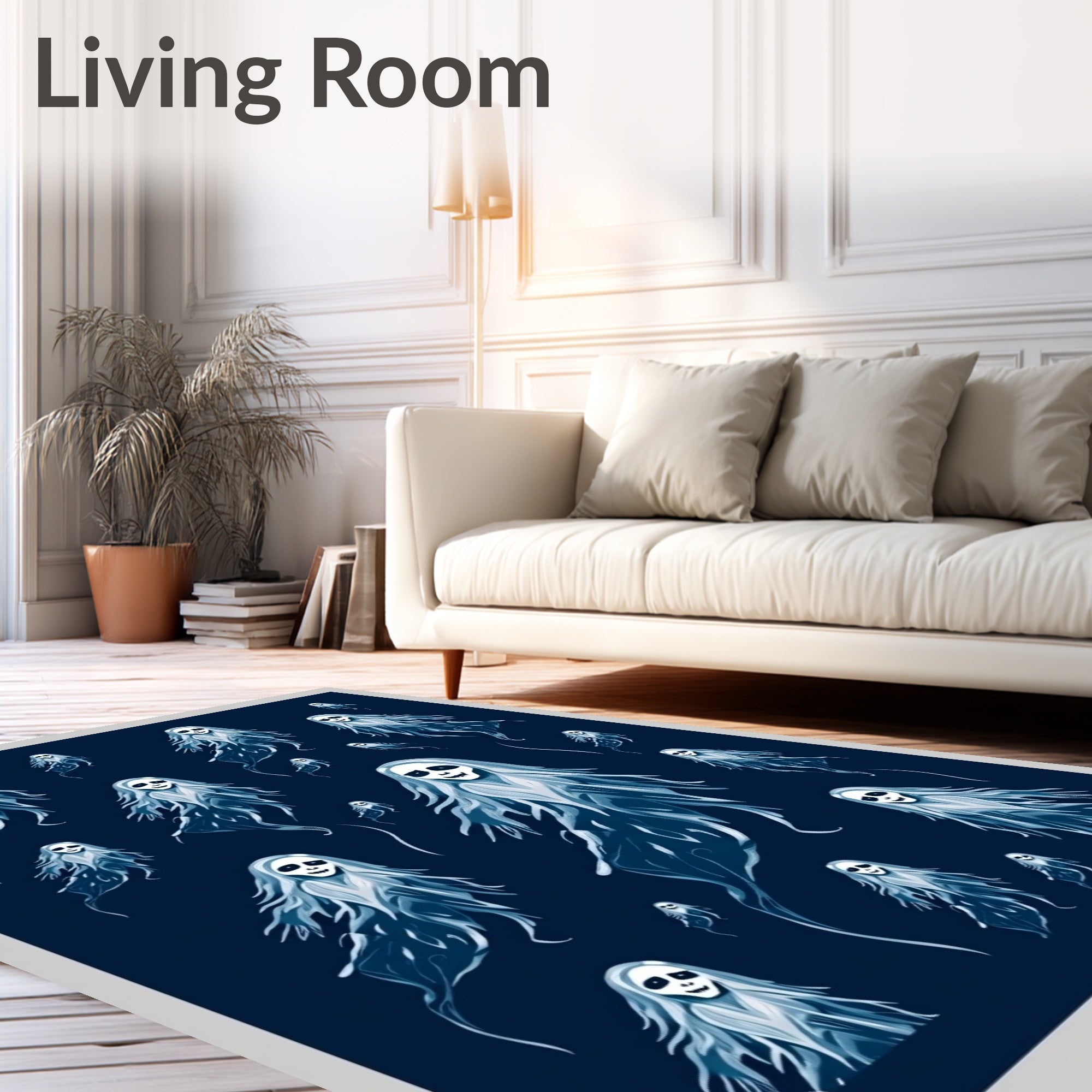 Spooky Blue Ghost Gathering Rug