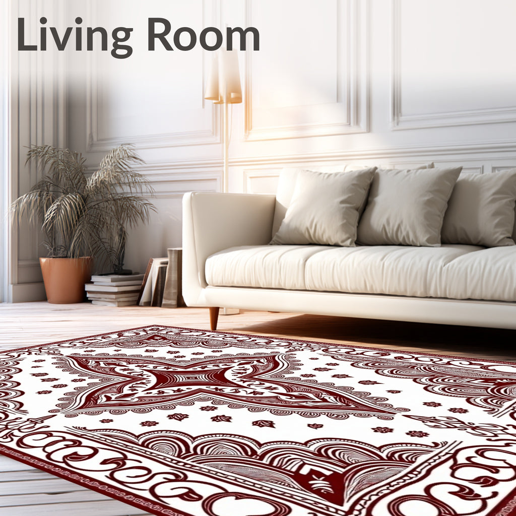 Rich Crimson Intricate Mandala Harmony Rug