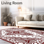 Rich Crimson Intricate Mandala Harmony Rug