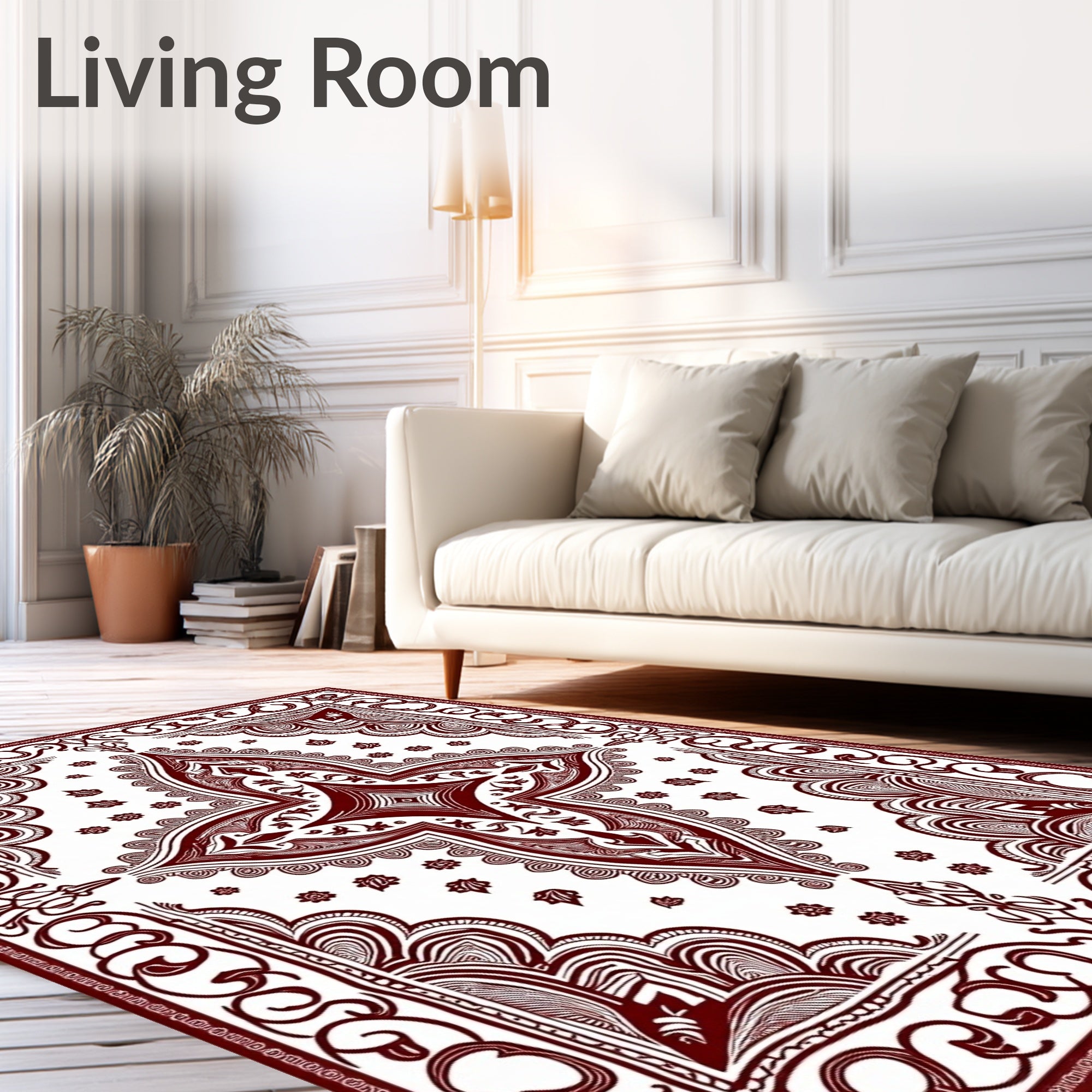 Rich Crimson Intricate Mandala Harmony Rug