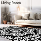 Monochromatic Intricate Geometric Mandalas Rug