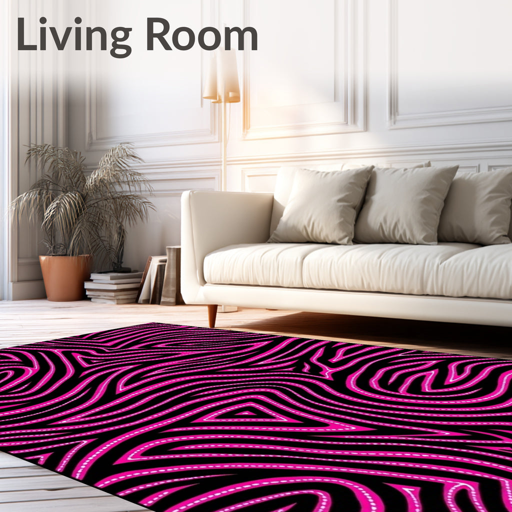 Hot Pink Swirled Stripe Abstraction Rug