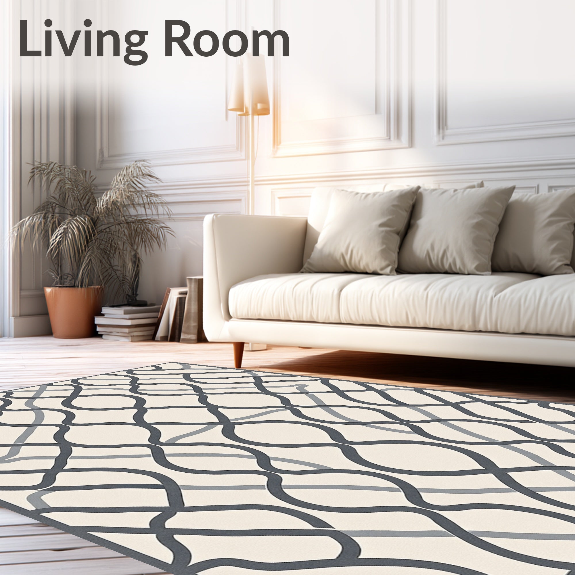 Dark Gray Intertwined Scroll Arabesque Rug
