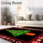 Holiday Christmas Tree Gift Border Rug