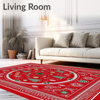 Festive Red Christmas Tree Ornament Rug
