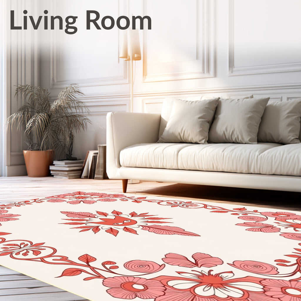 Coral Floral Arch Creature Medallion Rug