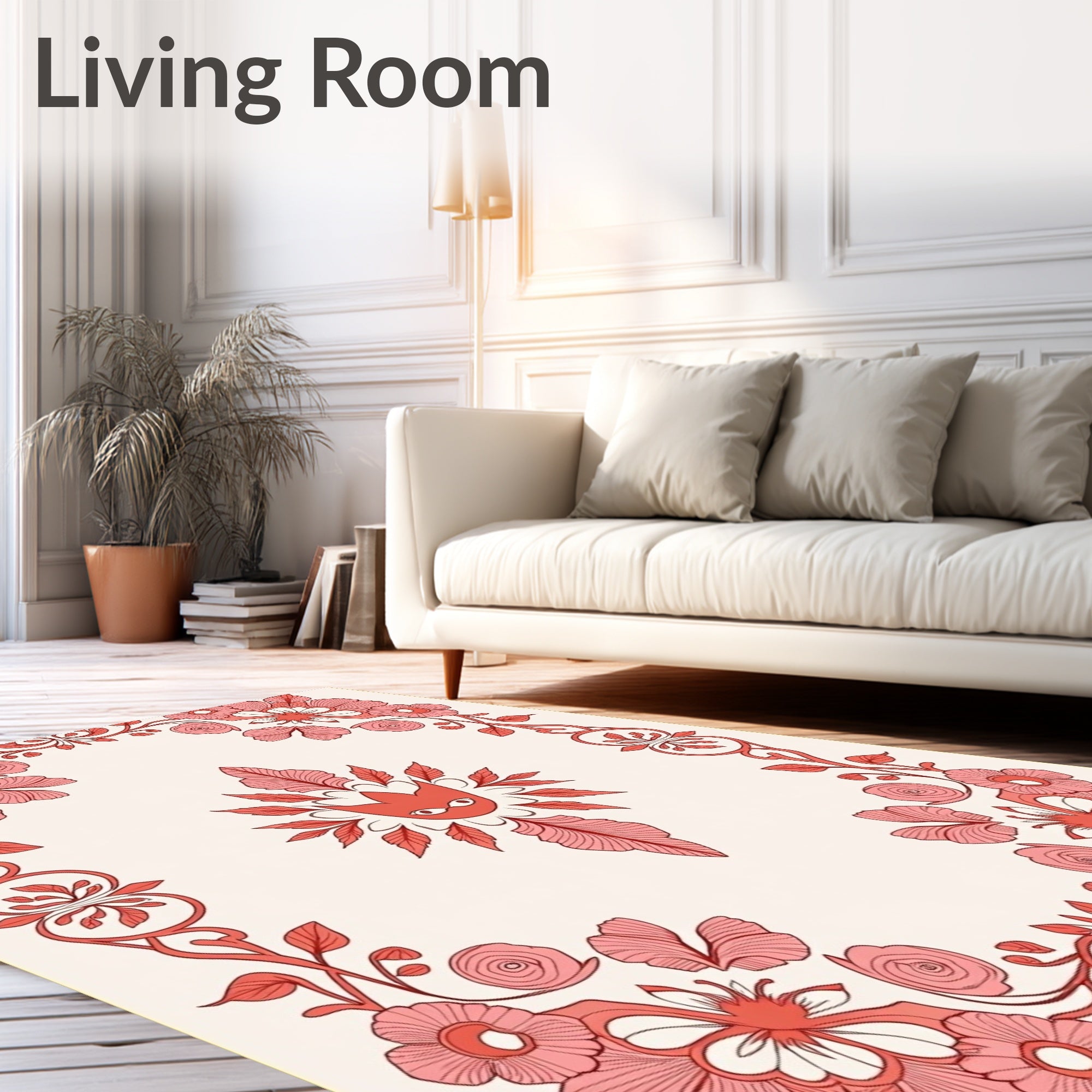 Coral Floral Arch Creature Medallion Rug