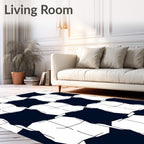 Bold Navy White Cubes Repeating Rug