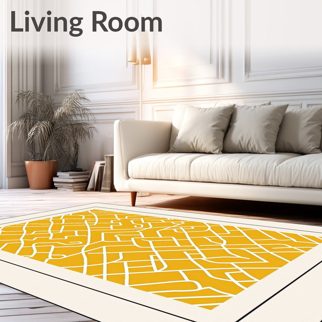 Citrus Yellow Geometric Lattice Rug
