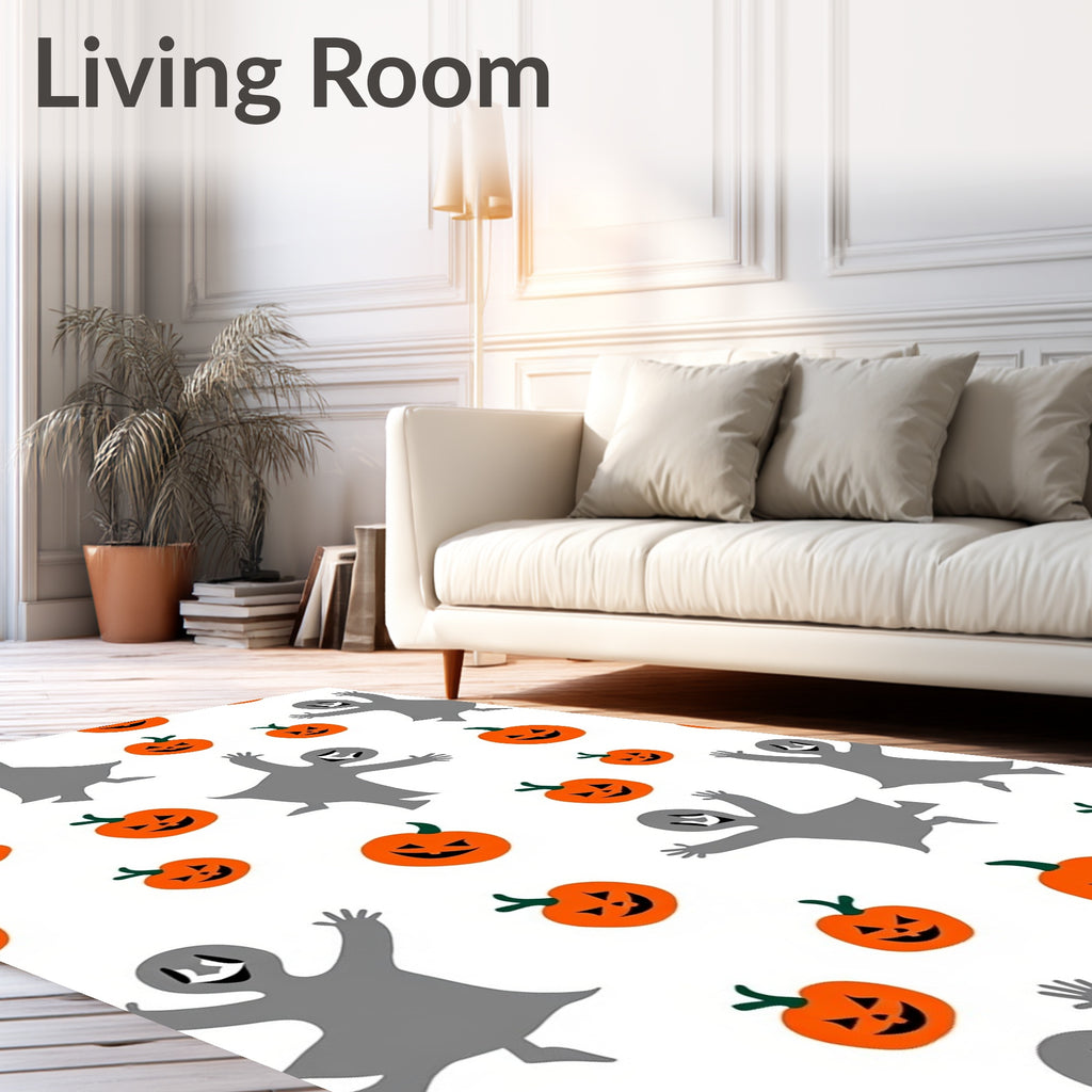 Happy Halloween Ghost Pumpkin Icons Rug