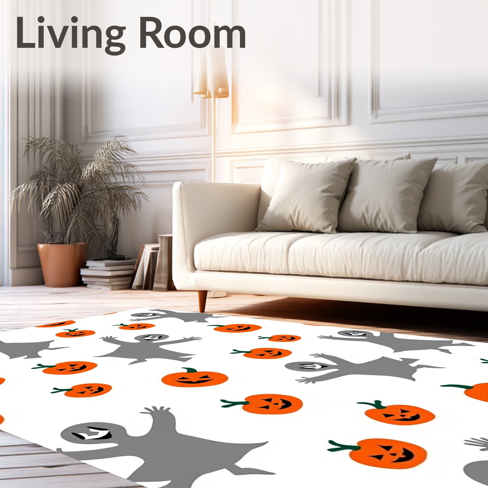 Happy Halloween Ghost Pumpkin Icons Rug